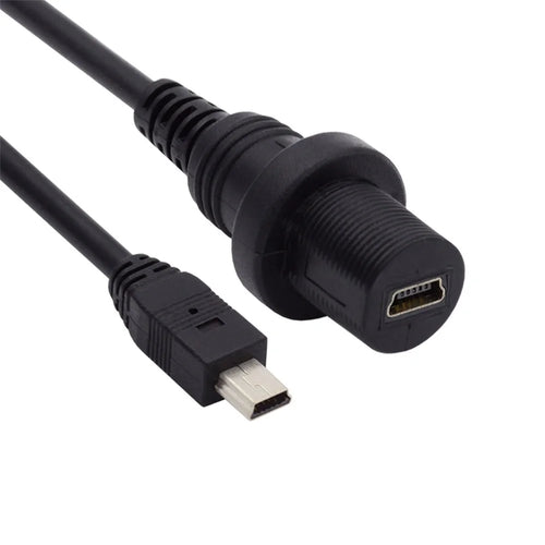 U2-015-1.0M 1m Waterproof Dustproof 480Mbps Mini USB2.0 5Pin Male to Female Extension Cord Data Power Cable - 1