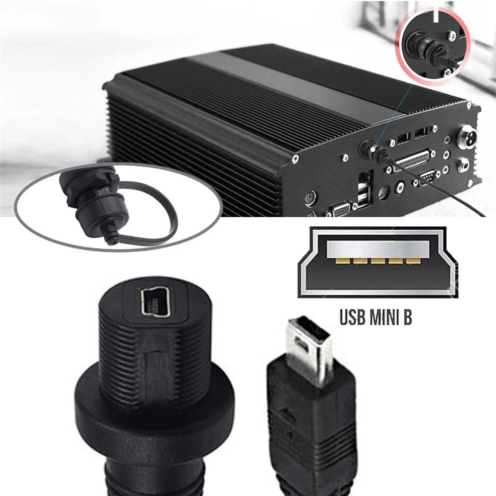 U2-015-1.0M 1m Waterproof Dustproof 480Mbps Mini USB2.0 5Pin Male to Female Extension Cord Data Power Cable - 5