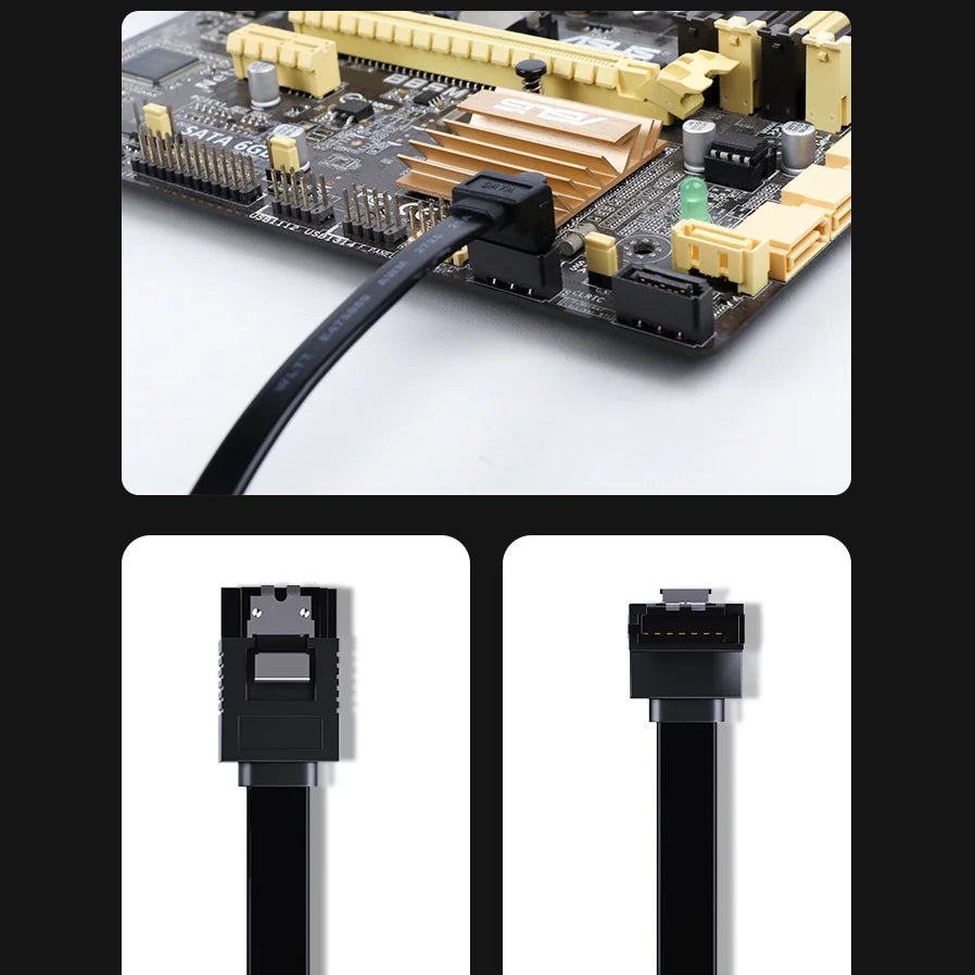 JEYI SATA 3.0 Data Cable 40cm High Speed HDD SSD Connector Straight/Right Angle for Computer Motherboard - L11 (Dual Straight Head) - 5