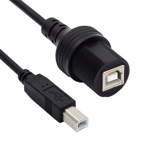 U2-022-1.0M 1m Waterproof 480Mbps USB2.0 Standard B Type Male to Female Extension Data Power Cable Car Panel Mount Design Cord - 1