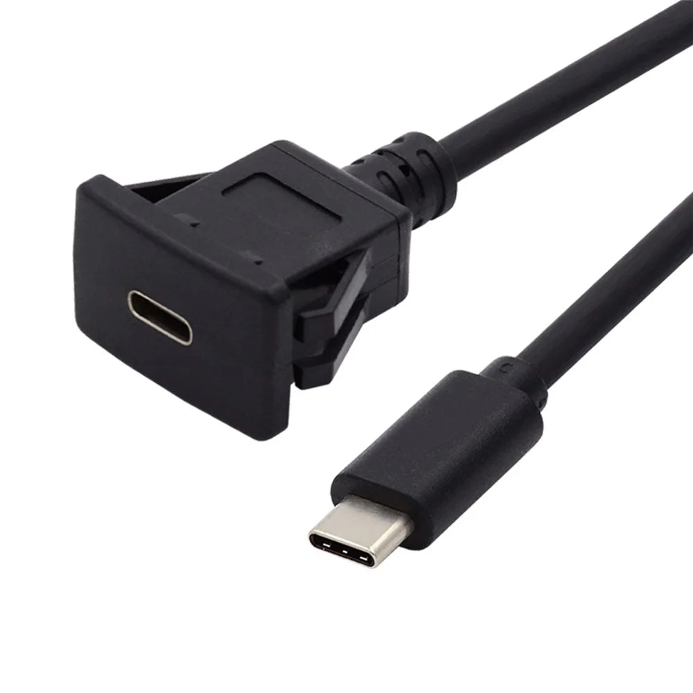 UC-021-1.0M 1m Waterproof USB-C Type-C USB 3.1 10Gbps Extension Flush Car Latch Mount Extension Cable for Dashboard Panel - 1