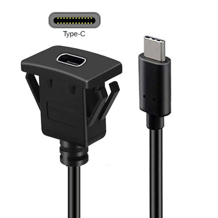 UC-021-1.0M 1m Waterproof USB-C Type-C USB 3.1 10Gbps Extension Flush Car Latch Mount Extension Cable for Dashboard Panel - 3