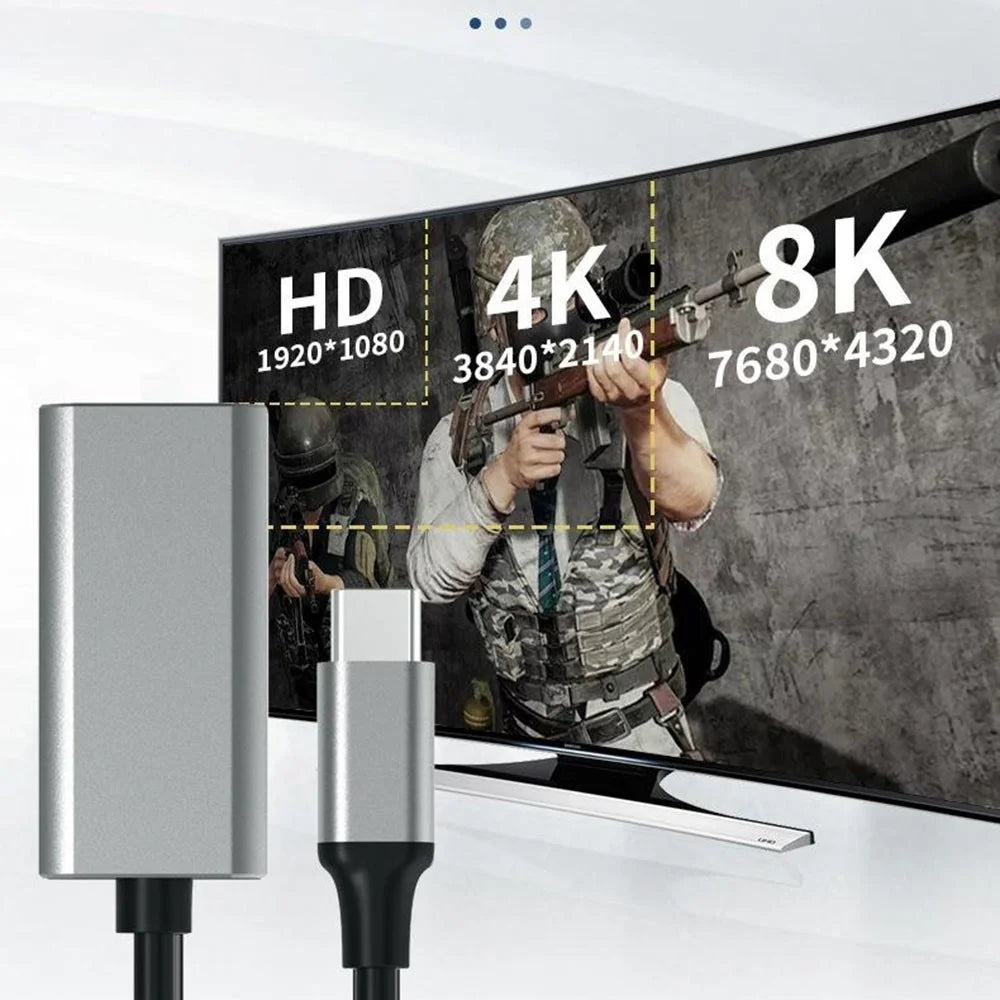 HC-67 USB C Male to DisplayPort Female Cable DP 1.4 4K HD Video Adapter Cable for Smartphone / Tablet / Laptop - Grey - 6
