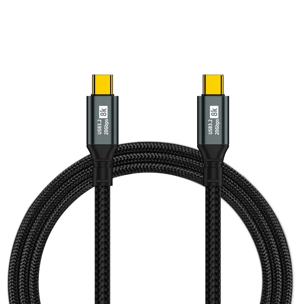 D33205 50cm USB 3.2 Type-C to Type-C Cable 8K 20Gbps 100W Fast Charging Data Cable - Black - 1