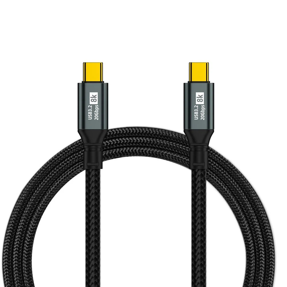 D33210 1m USB 3.2 Type-C to Type-C Cable 8K 20Gbps 100W Fast Charging Data Cable - Black - 1