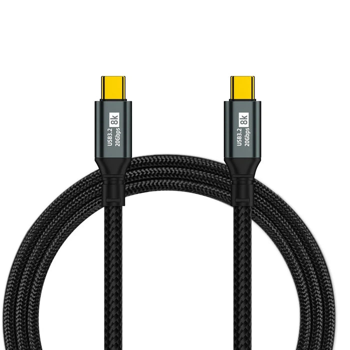 D33210 1m USB 3.2 Type-C to Type-C Cable 8K 20Gbps 100W Fast Charging Data Cable - Black - 1