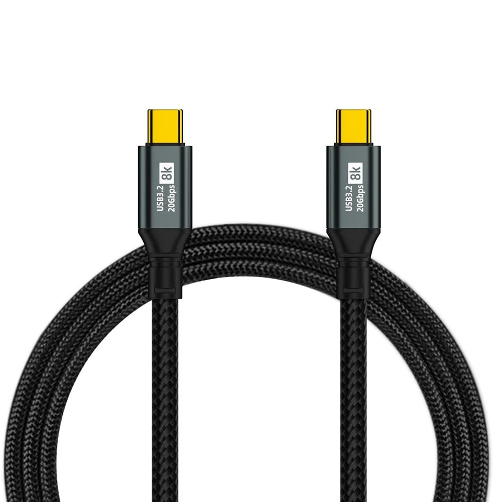 D33215 1.5m USB 3.2 Type-C to Type-C Cable 8K 20Gbps 100W Fast Charging Data Cable - Black - 1
