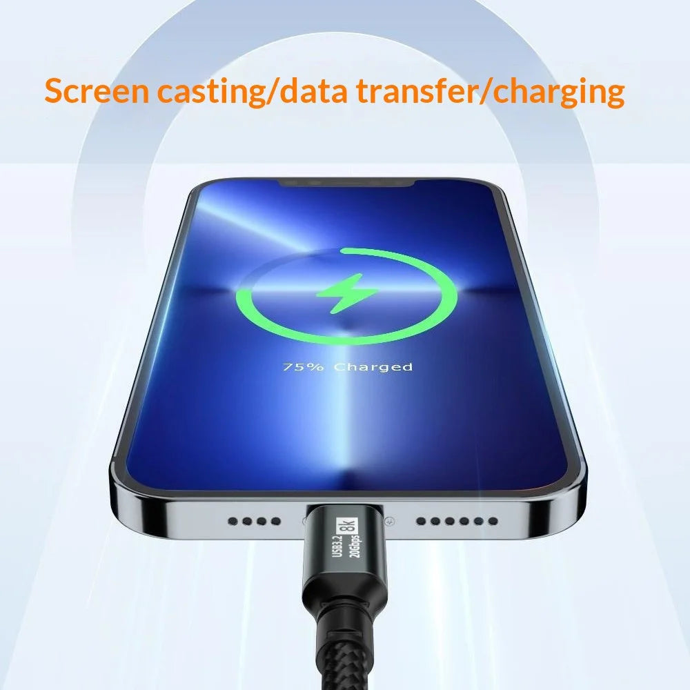 D33215 1.5m USB 3.2 Type-C to Type-C Cable 8K 20Gbps 100W Fast Charging Data Cable - Black - 4