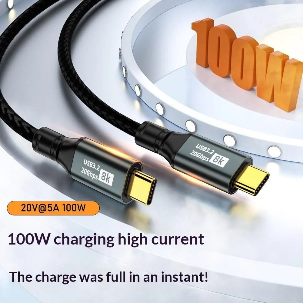 D33215 1.5m USB 3.2 Type-C to Type-C Cable 8K 20Gbps 100W Fast Charging Data Cable - Black - 6