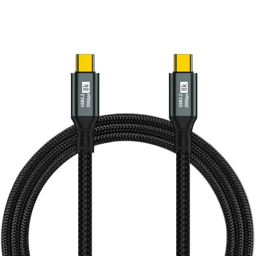 D33220 2m USB 3.2 Type-C to Type-C Cable 8K 20Gbps 100W Fast Charging Data Cable - Black - 1