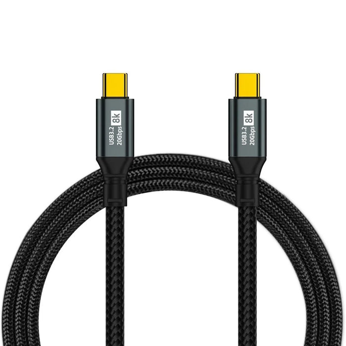 D33220 2m USB 3.2 Type-C to Type-C Cable 8K 20Gbps 100W Fast Charging Data Cable - Black - 1