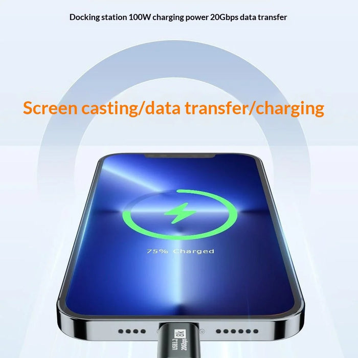 D33220 2m USB 3.2 Type-C to Type-C Cable 8K 20Gbps 100W Fast Charging Data Cable - Black - 6
