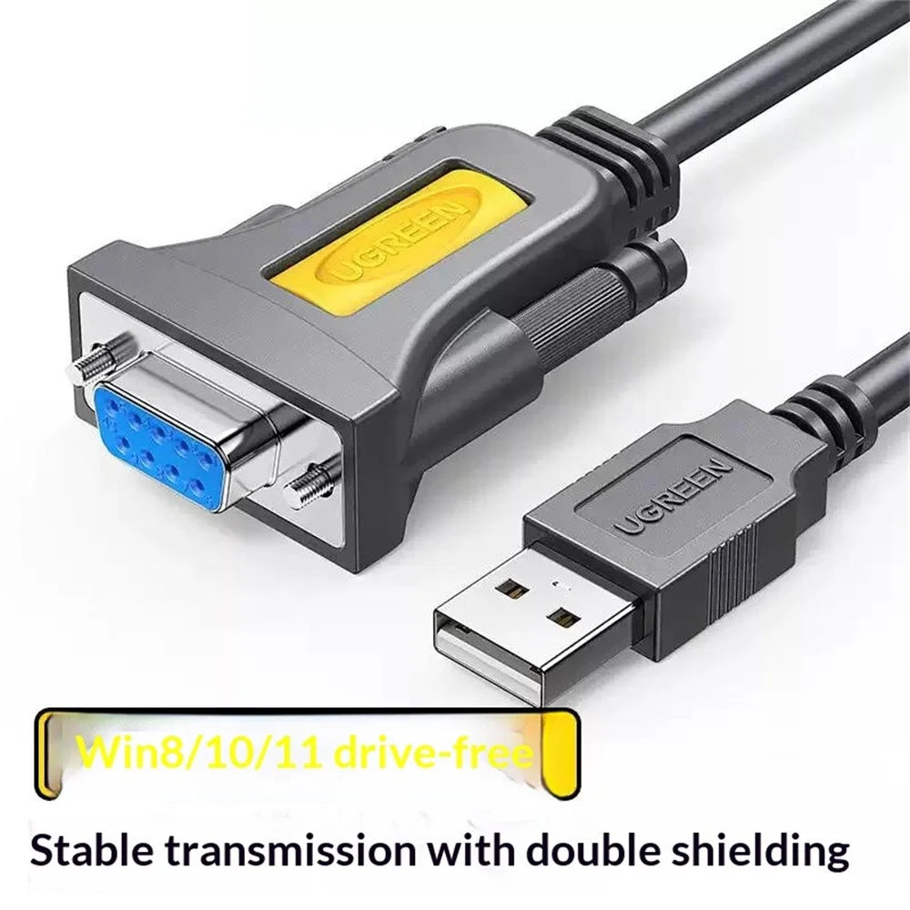 UGREEN 20201 1.5m USB to RS232 Serial Adapter Cable USB-A to DB9 Female 9 Pin Converter for Printer / Router / Scanner - 2
