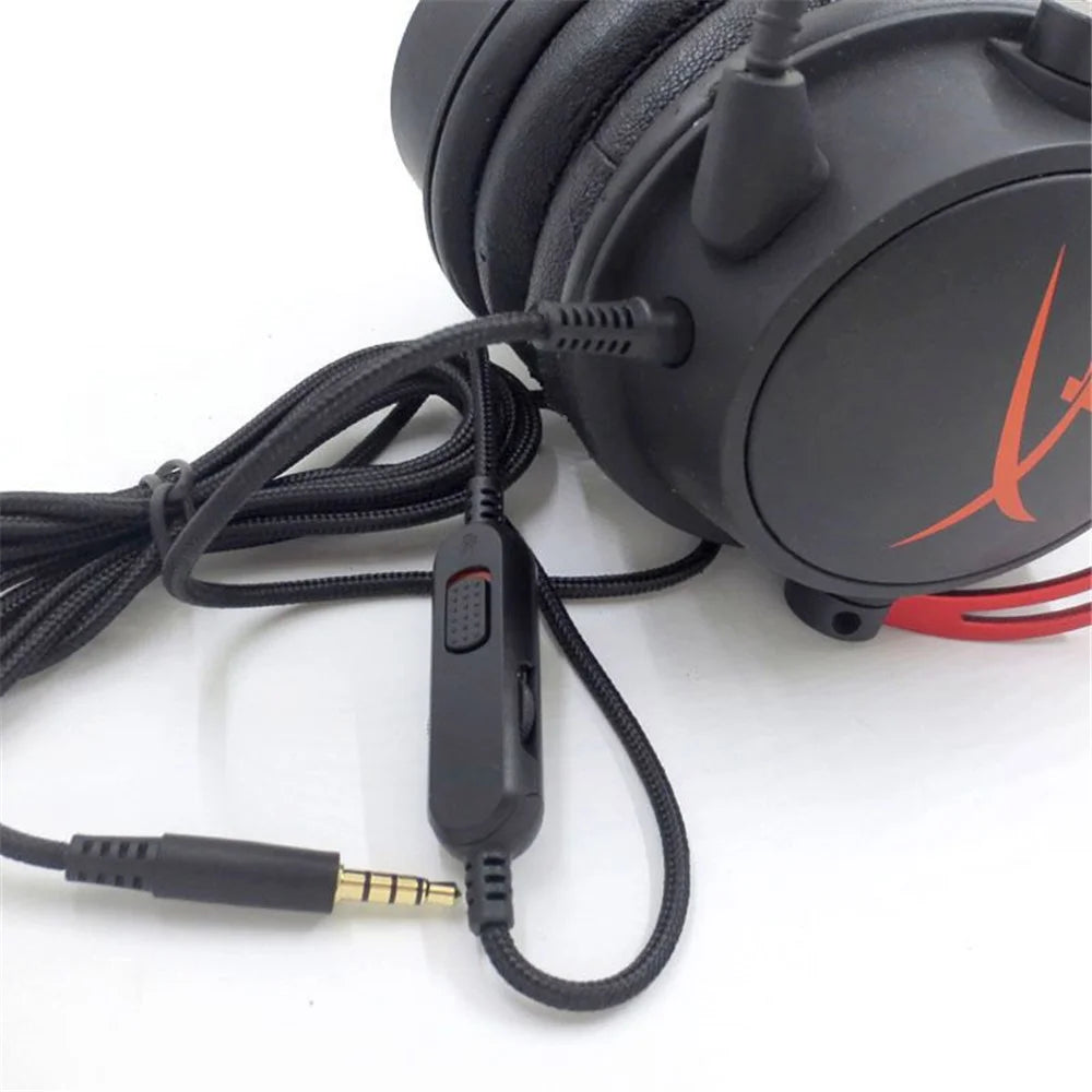 2m Aux Wire 3.5mm Jack Aux Cable 3.5mm Male to Male Gaming Headset Audio Connection Line for HyperX Cloud Mix Alpha Headphone - Black - 2