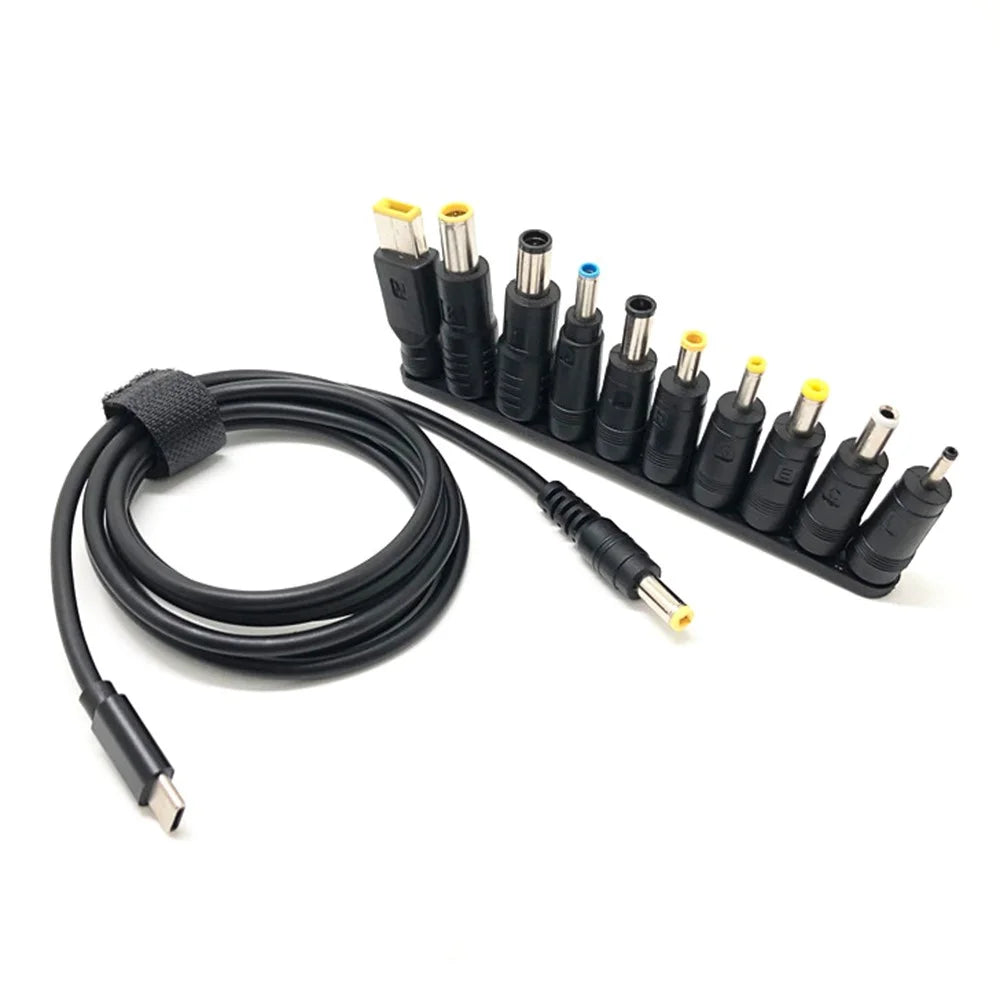 1.5m Multifunctional USB-C to DC Power Cable PD Fast Charging Power Cord with 10Pcs Adapters for Laptop - 1