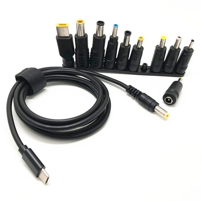 1.5m Multifunctional USB-C to DC Power Cable PD Fast Charging Power Cord with 10Pcs Adapters for Laptop - 2