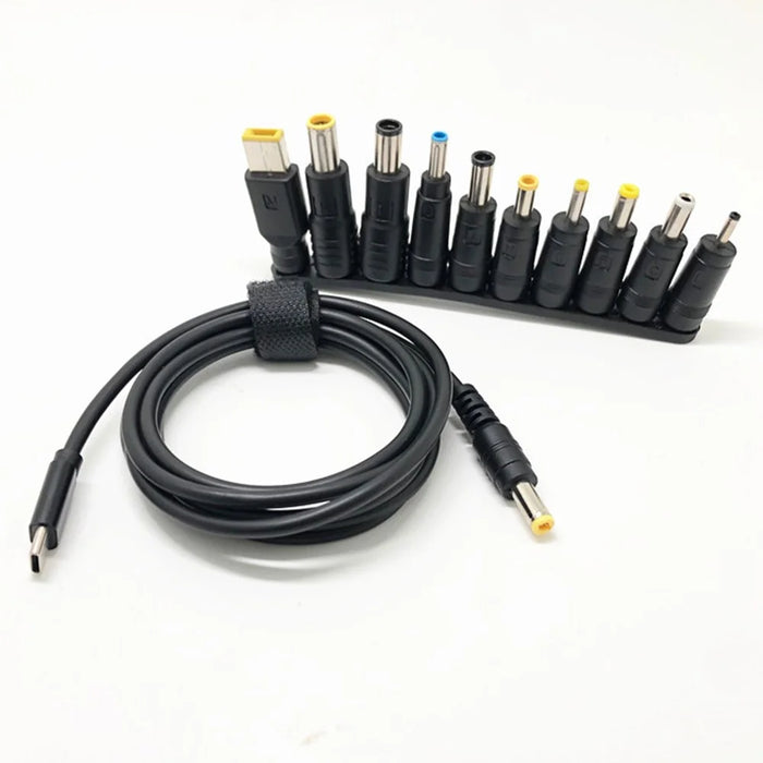 1.5m Multifunctional USB-C to DC Power Cable PD Fast Charging Power Cord with 10Pcs Adapters for Laptop - 4