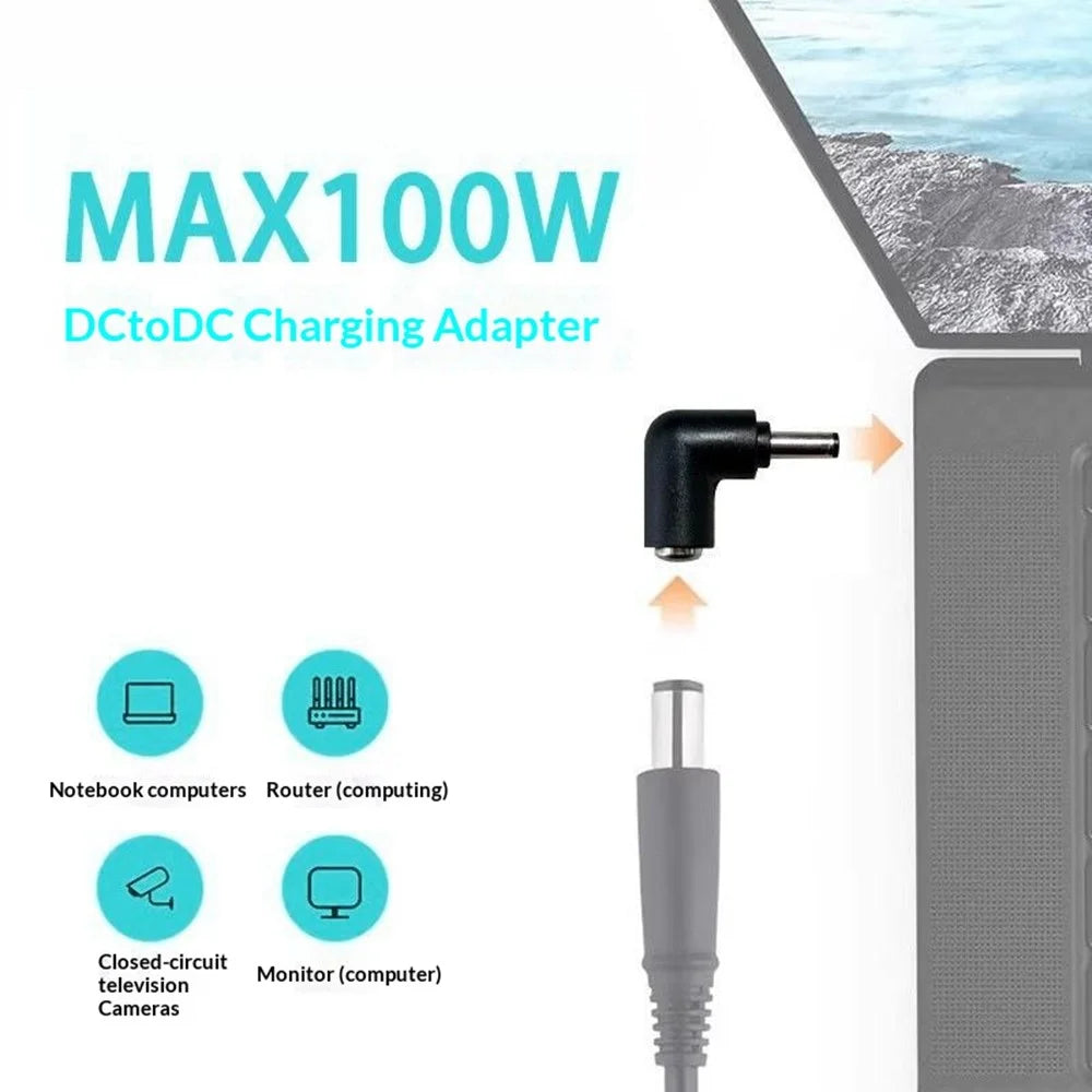 PA-100W 100W Type-C Female to DC Male Cable Adapter Kit with 14Pcs DC Adapters 100W PD Fast Charging Adapter Cable for Lenovo HP Dell Laptops - 2