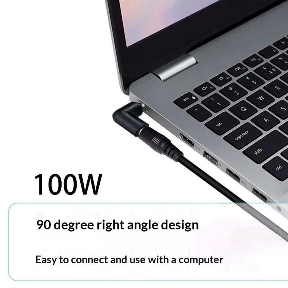 PA-100W 100W Type-C Female to DC Male Cable Adapter Kit with 14Pcs DC Adapters 100W PD Fast Charging Adapter Cable for Lenovo HP Dell Laptops - 3