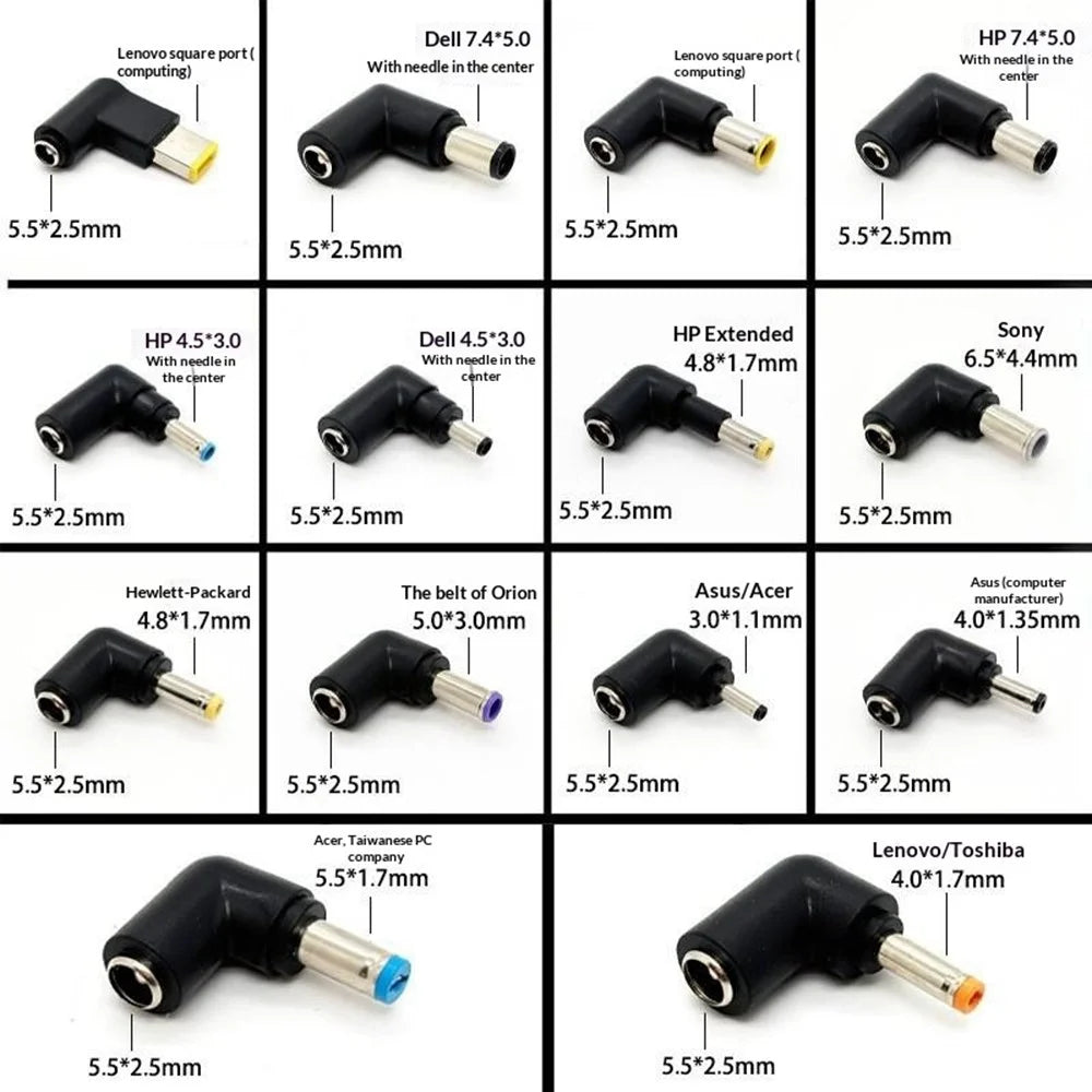 PA-100W 100W Type-C Female to DC Male Cable Adapter Kit with 14Pcs DC Adapters 100W PD Fast Charging Adapter Cable for Lenovo HP Dell Laptops - 4