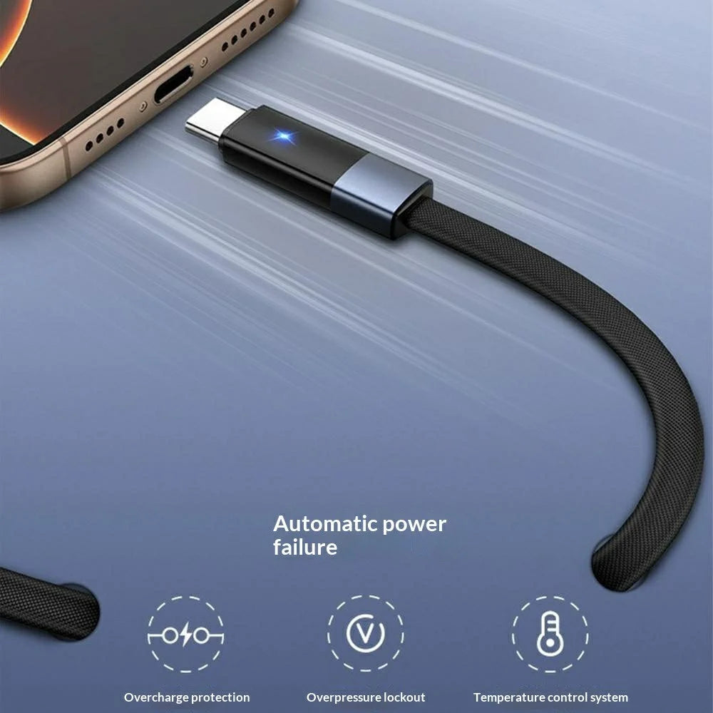 LDNIO LC241C 2m USB-C to USB-C Cable 65W PD Fast Charging Auto Power-Off Data Cord - Black - 5