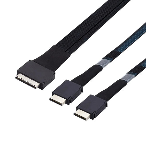 SF-054-0.5M 50cm OCuLink PCIe PCI-Express SFF-8611 8x 8-Lane to Dual SFF-8611 Oculink 4x SSD Data Active Cable - 1