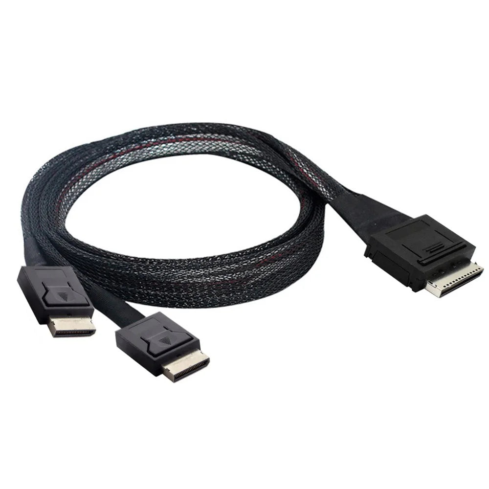 SF-054-0.5M 50cm OCuLink PCIe PCI-Express SFF-8611 8x 8-Lane to Dual SFF-8611 Oculink 4x SSD Data Active Cable - 2