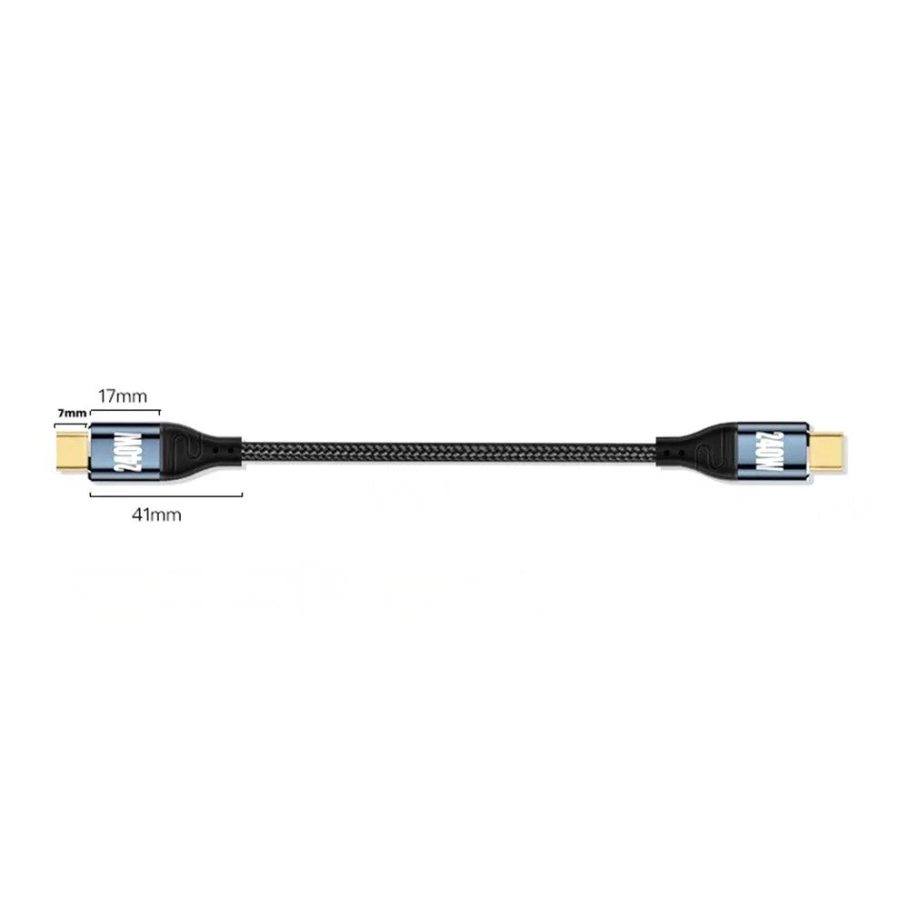 D24010 1m Straight USB-C to USB-C Cable 240W PD 3.1 Fast Charging E-Marker Chip Data Cable for Laptop - Black - 6