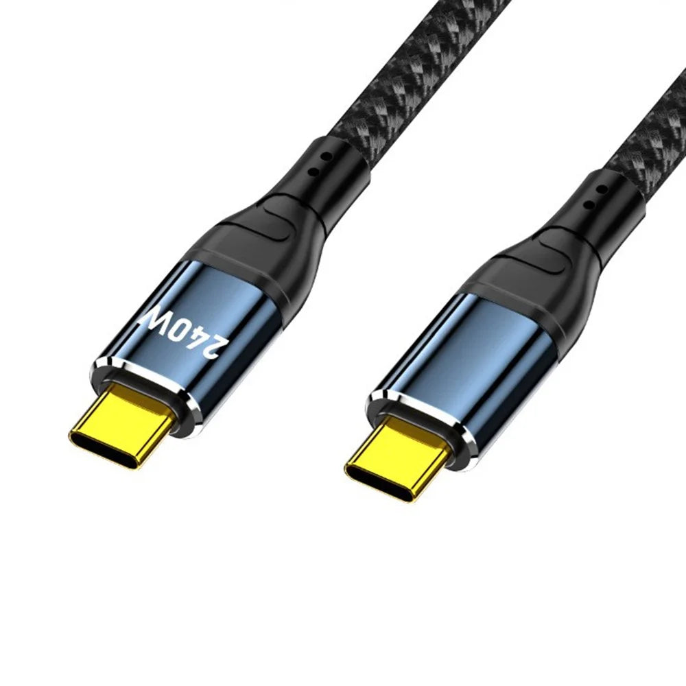 D24015 1.5m Straight USB-C to USB-C Cable 240W PD 3.1 Fast Charging E-Marker Chip Data Cable for Laptop - Black - 1
