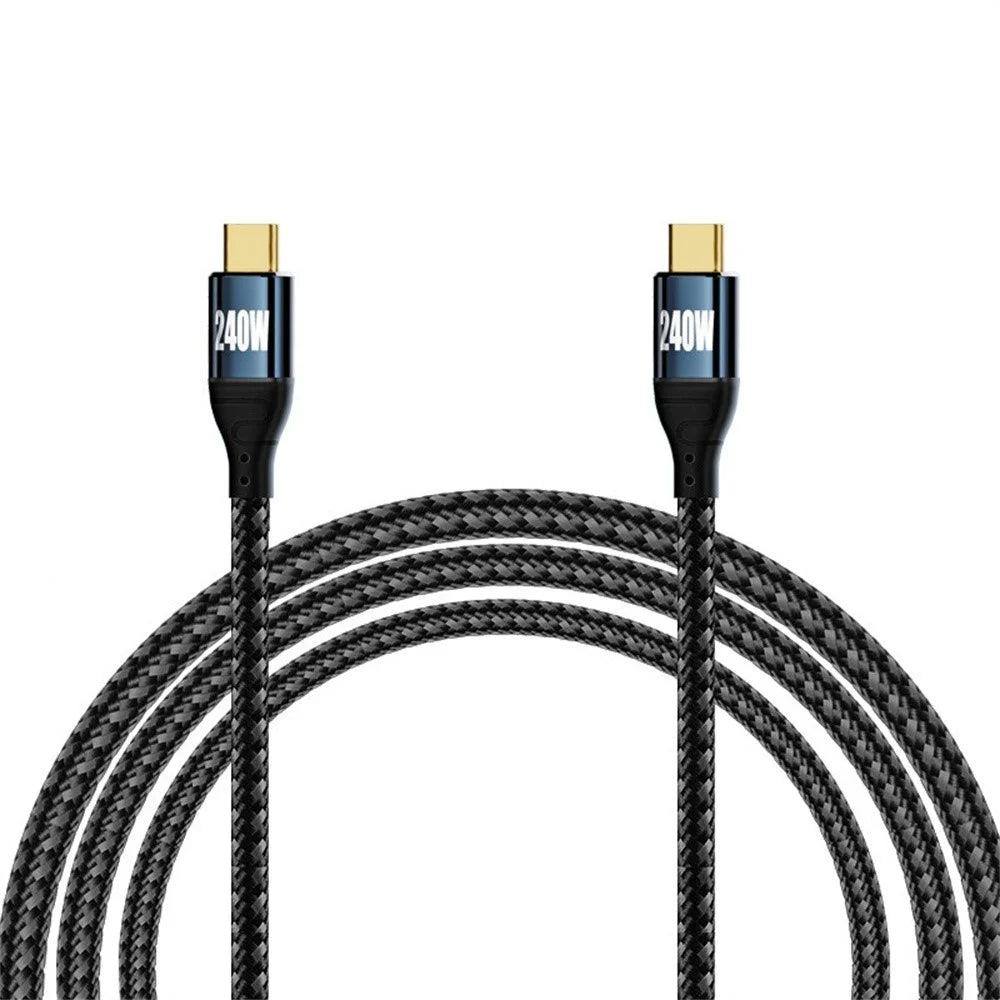D24020 2m Straight USB-C to USB-C Cable 240W PD 3.1 Fast Charging E-Marker Chip Data Cable for Laptop - Black - 1
