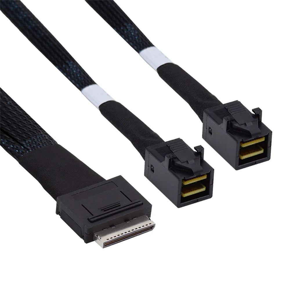SF-051-0.5M 50cm OCuLink PCIe PCI-Express SFF-8611 8x 8-Lane to Dual SFF-8643 HD 4x SSD Data Active Cable - 1