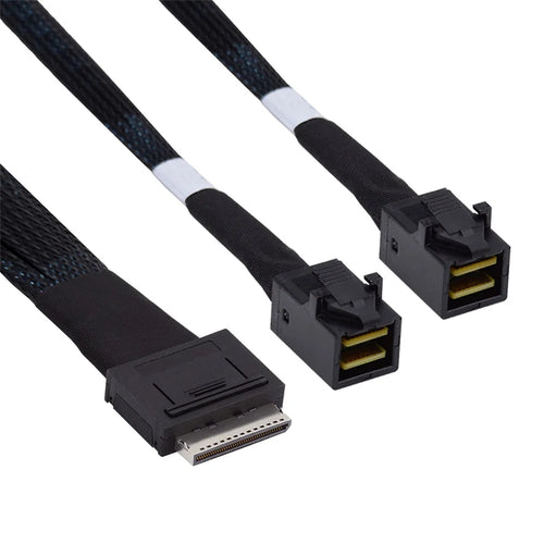 SF-051-0.5M 50cm OCuLink PCIe PCI-Express SFF-8611 8x 8-Lane to Dual SFF-8643 HD 4x SSD Data Active Cable - 1