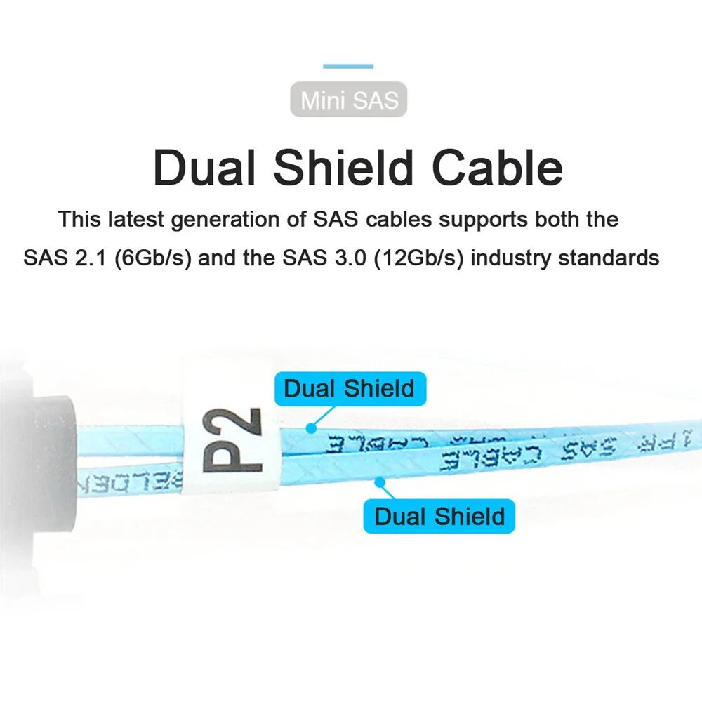 SF-051-0.5M 50cm OCuLink PCIe PCI-Express SFF-8611 8x 8-Lane to Dual SFF-8643 HD 4x SSD Data Active Cable - 4