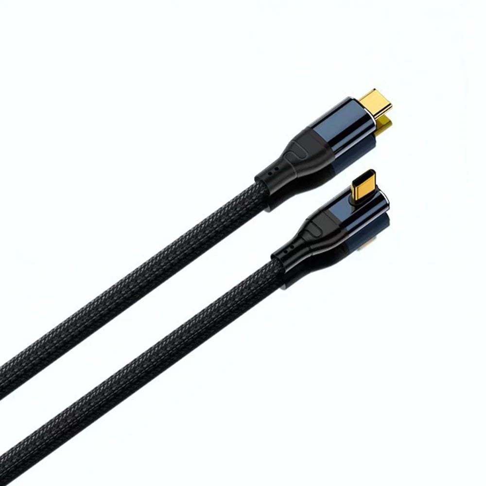 D24105 50cm Side Right-Angle USB-C to USB-C Cable 240W PD 3.1 Fast Charging E-Marker Chip Data Cord for Laptop - Black - 7