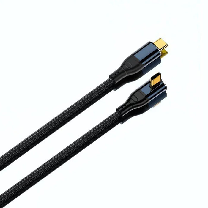 D24110  1m Side Right-Angle USB-C to USB-C Cable 240W PD 3.1 Fast Charging E-Marker Chip Data Cord for Laptop - Black - 7