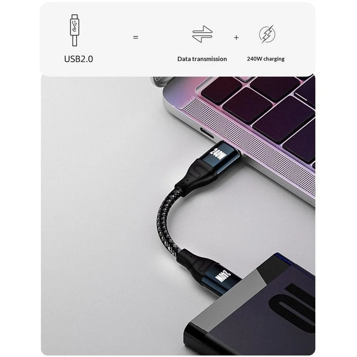 D24115  1.5m Side Right-Angle USB-C to USB-C Cable 240W PD 3.1 Fast Charging E-Marker Chip Data Cord for Laptop - Black - 4