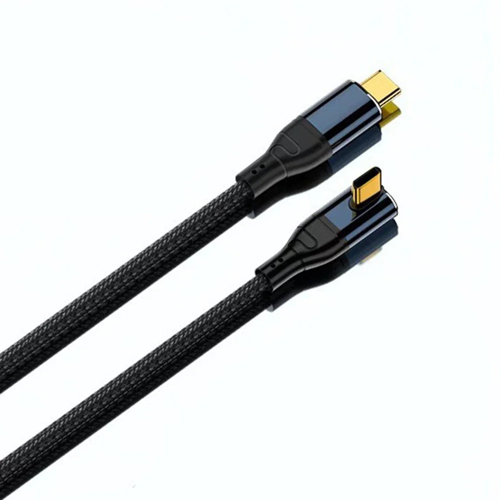 D24210 1m Center Right Angle USB-C to USB-C Cable PD 240W Fast Charging Data Cord for Laptop - Black - 3