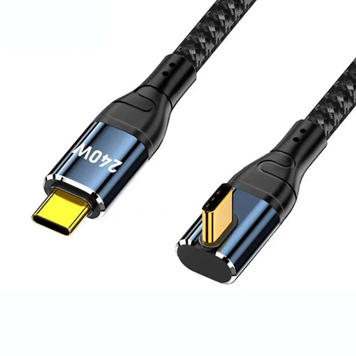 D24215 1.5m Center Right Angle USB-C to USB-C Cable PD 240W Fast Charging Data Cord for Laptop - Black - 1