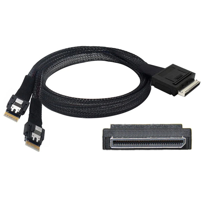 SF-052-0.5M 50cm OCuLink PCIe PCI-Express SFF-8611 8x 8-Lane to Dual SFF-8654 Slimline 4x SSD Data Active Cable - 2