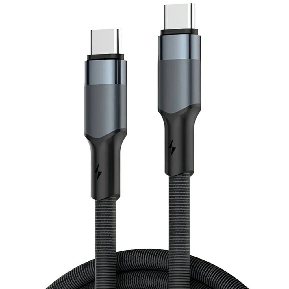 LDNIO LC352C 2m USB-C to USB-C Braided Cable 65W PD Fast Charging Data Cable with Reinforced Metal Connector for Laptop Phone - Black - 1