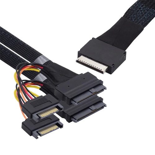 SF-053-0.5M 50cm OCuLink PCIe PCI-Express SFF-8611 8x 8-Lane to Dual SFF-8639 U.2 4x SSD Data Active Cable - 1