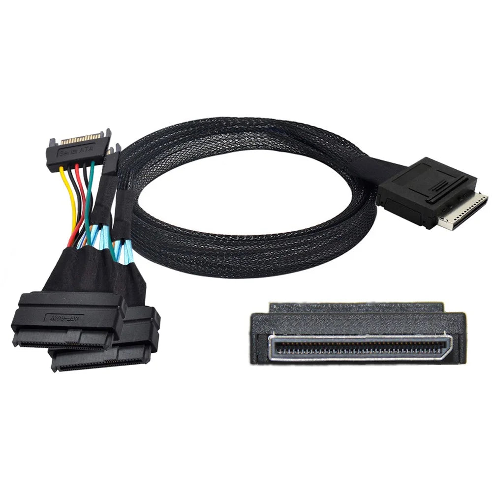 SF-053-0.5M 50cm OCuLink PCIe PCI-Express SFF-8611 8x 8-Lane to Dual SFF-8639 U.2 4x SSD Data Active Cable - 2