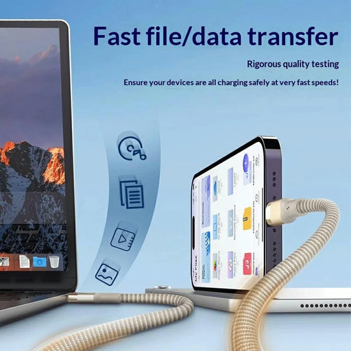 LDNIO LC351c 1m USB-C to USB-C Braided Cable 65W Fast Charging Data Cable with Reinforced Metal Connector - Titanium Gold - 2