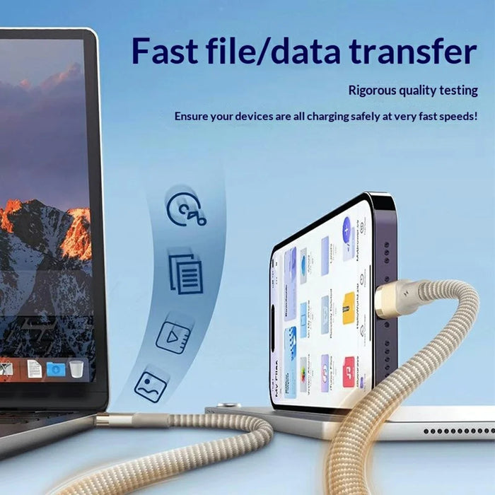 LDNIO LC351c 1m USB-C to USB-C Braided Cable 65W Fast Charging Data Cable with Reinforced Metal Connector - Titanium Gold - 2