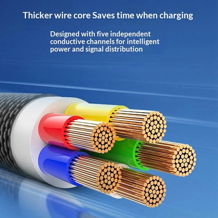 LDNIO LC351c 1m USB-C to USB-C Braided Cable 65W Fast Charging Data Cable with Reinforced Metal Connector - Titanium Gold - 4