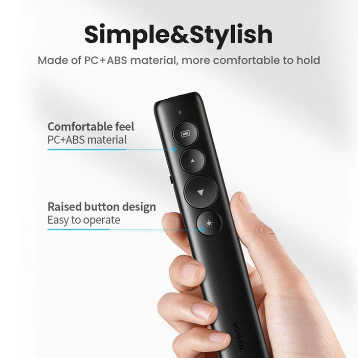 UGREEN LP479 50654 Laser Pointer PPT Presenter 100m Range 2.4GHz Wireless Remote for Presentation Teaching - Black - 7