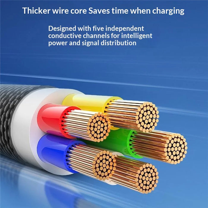 LDNIO LS351Q 1m USB-A to Type-C Braided Cable 120W Fast Charging Data Cable with Reinforced Metal Connector - Black - 3