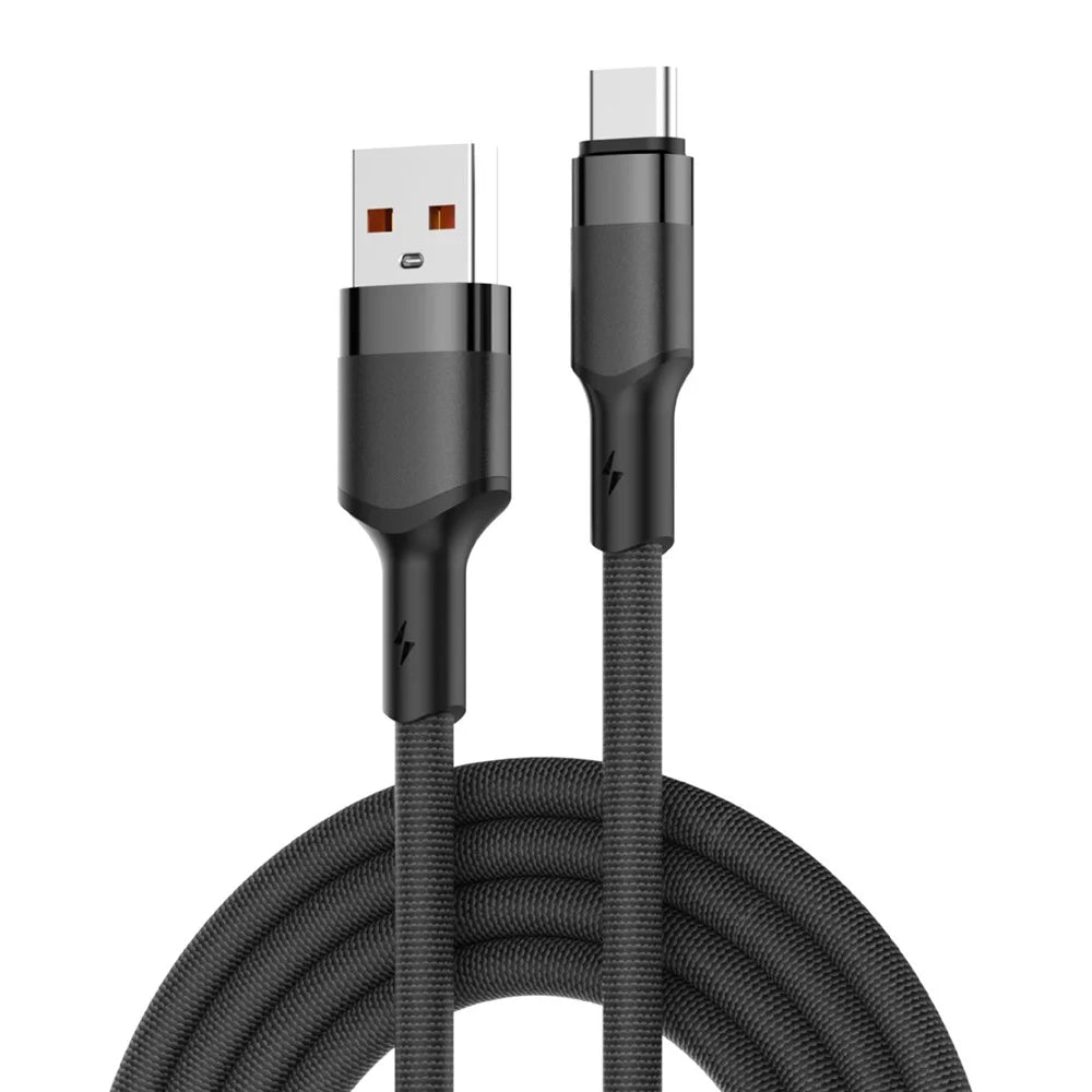 LDNIO LS352Q 2m USB-A to Type-C Cable 120W Fast Charging Braided Data Cable for iPhone Android - Black - 1