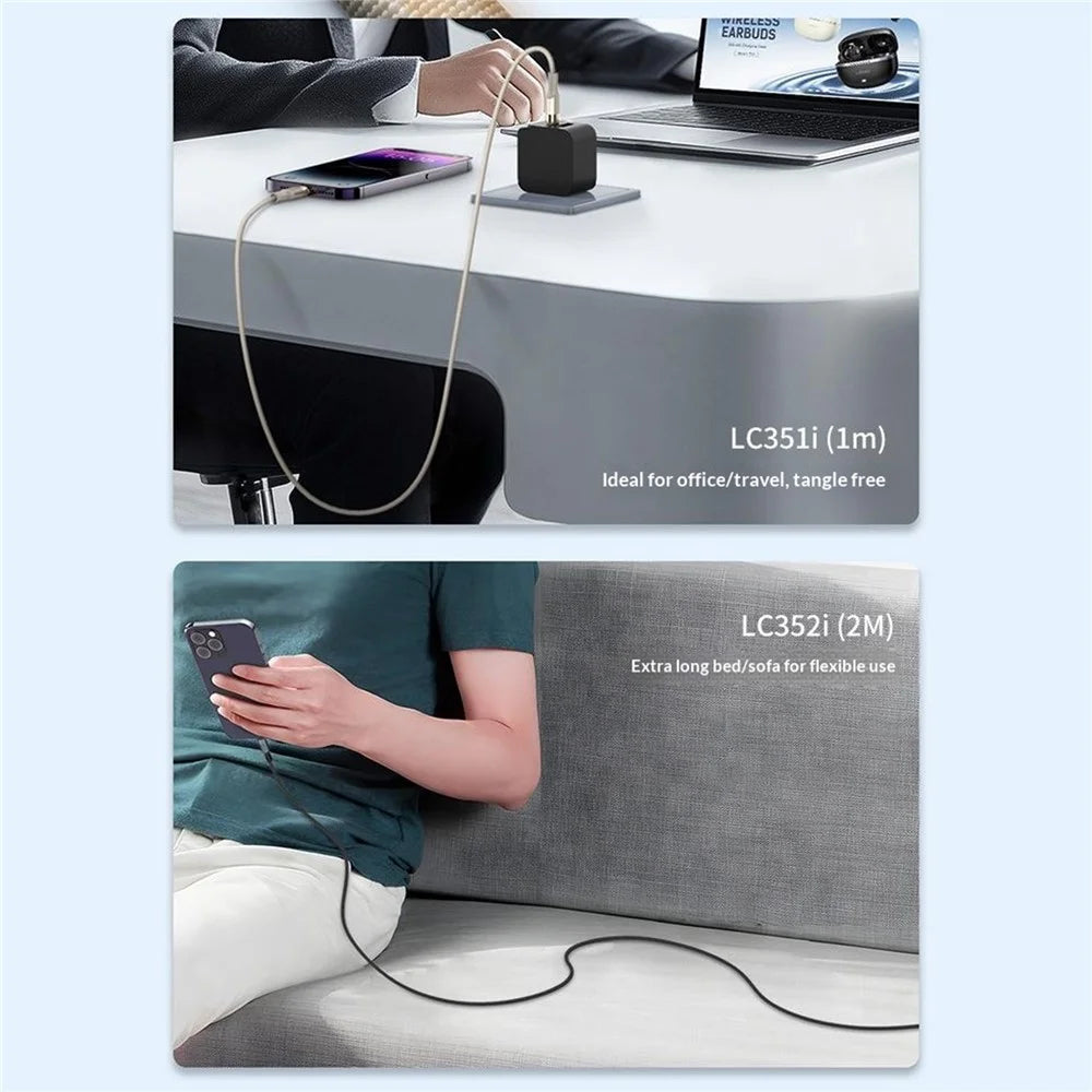 LDNIO LS352Q 2m USB-A to Type-C Cable 120W Fast Charging Braided Data Cable for iPhone Android - Black - 4