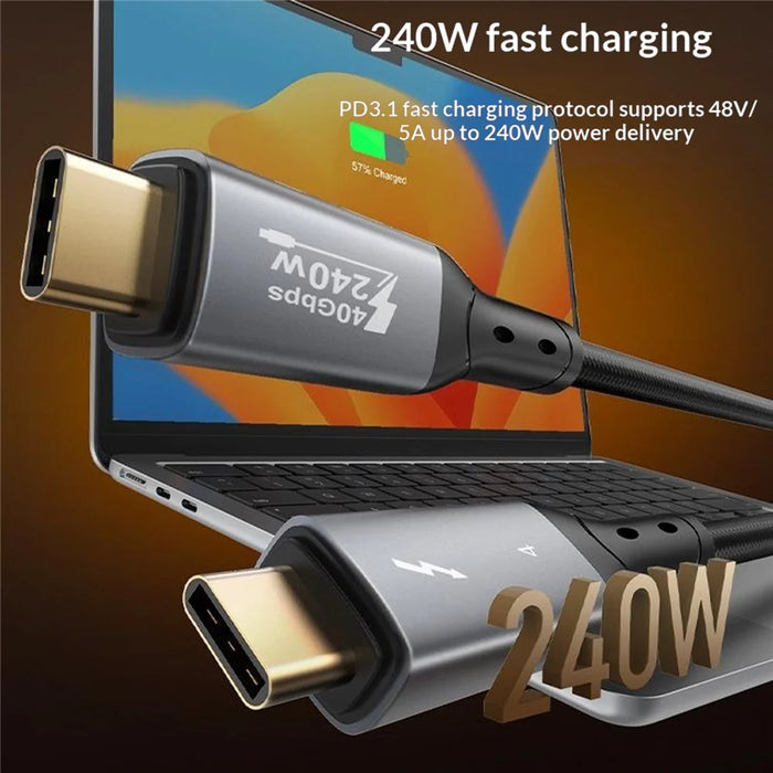 LDNIO TC10c 100cm USB4.0 Cable USB-C to USB-C 240W Fast Charging 8K Video 40Gbps Date Transfer Cable - Black - 5